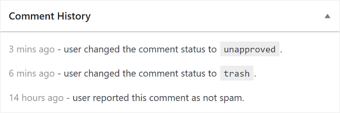 Reviewing the history of a WordPress comment